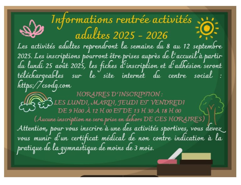 La reprise des activités pour adultes…